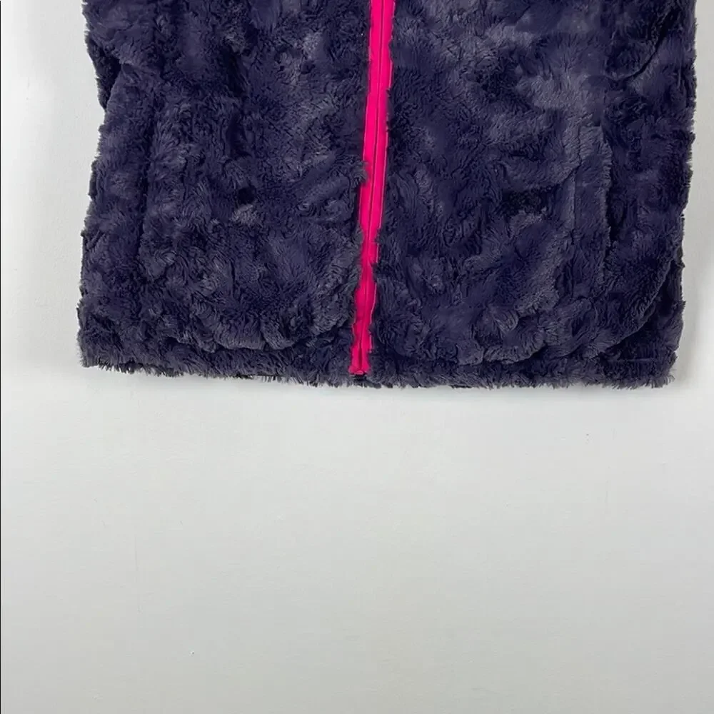 The North Face Reversible Fluffy Womens S Blue Fleece Vest with Pink Full Zipper
